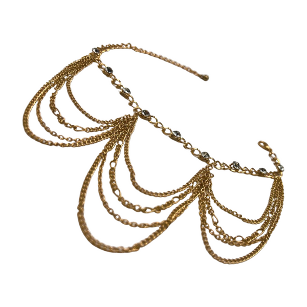 Brand New Women Gold Metal Boot Chain Bracelet Shoe Anklet Bling Wave Charm One Size