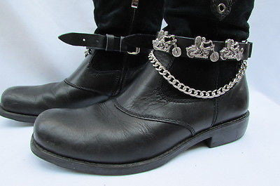 Biker Men Western Women Boot Silver Chain Pair Leather Motorcycle Boot Accessory - alwaystyle4you - 3