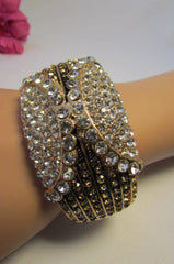 Gold / Silver Metal Retro Bracelet Cuff Multi Rhinestones New Women Fashion Jewelry Accessories - alwaystyle4you - 2