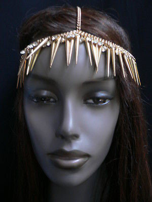 New Women Gold Head Chain Spikes Fashion Jewelry Rhinestones Circlet Headband - alwaystyle4you - 4