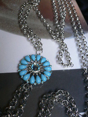 Blue Turquize Flower Beads Metal Body Chain Hot New Women Necklace Jewelry - alwaystyle4you - 8