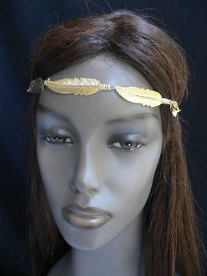 New Women Big Gold Metal Leaf Head Chain Band Fashion Jewelry Grecian Headband - alwaystyle4you - 8