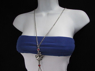 Women Silver Metal Fashion Anatomy Body Chain Parts Human Hearts Long Necklace - alwaystyle4you - 3