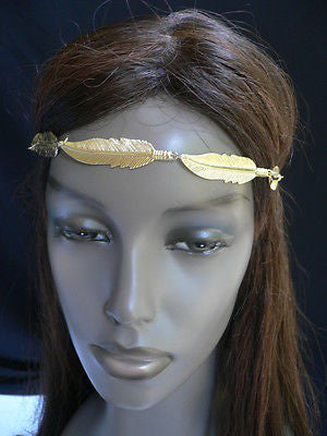 New Women Big Gold Metal Leaf Head Chain Band Fashion Jewelry Grecian Headband - alwaystyle4you - 2