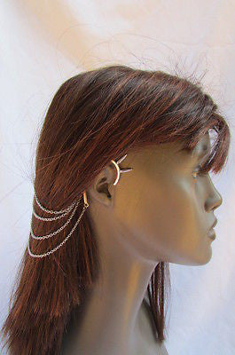Brand New Trendy Fashion Women Silver Chain Spikes Cuff Earring To Hair Pin Headband Claw - alwaystyle4you - 7