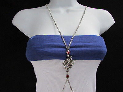 Women Silver Metal Fashion Anatomy Body Chain Parts Human Hearts Long Necklace - alwaystyle4you - 7