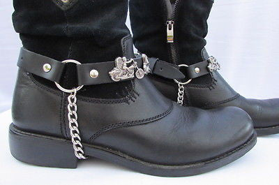 Biker Men Western Women Boot Silver Chain Pair Leather Motorcycle Boot Accessory - alwaystyle4you - 4
