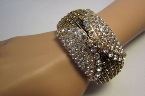 Gold / Silver Metal Retro Bracelet Cuff Multi Rhinestones New Women Fashion Jewelry Accessories - alwaystyle4you - 22