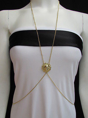 Women Gold Face Lion Full Body Chain Jewelry European Fashion Trendy Necklace - alwaystyle4you - 1
