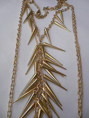 Women Gold Long Spikes Long Body Chain Fashion Trendy Fashion Jewerly Style - alwaystyle4you - 8