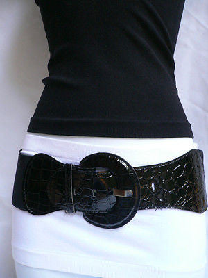 New Women Hip High Waist Stretch Wide Black Fashion Belt Plus Sizes: M L Xl - alwaystyle4you - 2