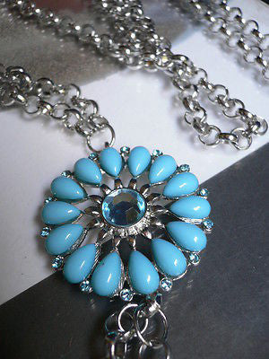 Blue Turquize Flower Beads Metal Body Chain Hot New Women Necklace Jewelry - alwaystyle4you - 9
