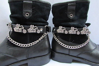 Biker Men Western Women Boot Silver Chain Pair Leather Motorcycle Boot Accessory - alwaystyle4you - 1