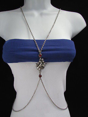 Women Silver Metal Fashion Anatomy Body Chain Parts Human Hearts Long Necklace - alwaystyle4you - 1