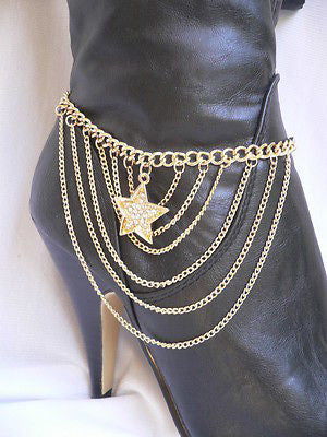 Gold / Silver Boot Big Star Multi Trendy Chain Silver Rhinestones Western Style - alwaystyle4you - 14