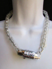 New Number Lock Women Chunky Silver Metal Trendy Punk Fashion Bikers Necklace - alwaystyle4you - 1