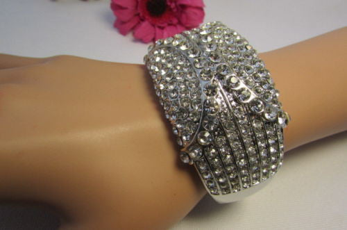 Gold / Silver Metal Retro Bracelet Cuff Multi Rhinestones New Women Fashion Jewelry Accessories - alwaystyle4you - 23