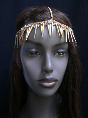 New Women Gold Head Chain Spikes Fashion Jewelry Rhinestones Circlet Headband - alwaystyle4you - 7