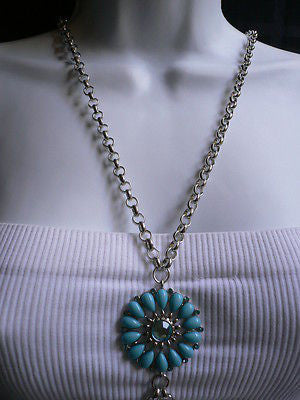 Blue Turquize Flower Beads Metal Body Chain Hot New Women Necklace Jewelry - alwaystyle4you - 11
