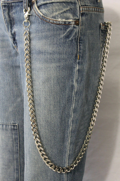 Men Silver Chunky Metal Extra Long Thick Links Wallet Chains KeyChain Biker Jean