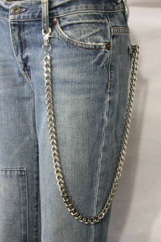 Men Silver Chunky Metal Extra Long Thick Links Wallet Chains KeyChain Biker Jean