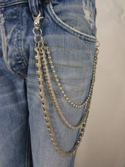 25" 3-Strand Motorcycle & Ball Wallet Chain