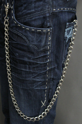 Men Silver Metal Wallet Chunky Chains Thick Links Key Chain Long Trucker Biker