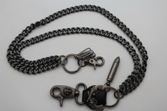 Antique Silver Metal Wallet Chain KeyChain Black Leather Guns Bullets Skull Jeans Cowboy Rocker Trucker New Men Style - alwaystyle4you - 3