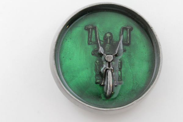 Silver Metal Round Heavy Grey Green Skeleton Rider Motorcycle Bones Belt Buckle Men Accessories