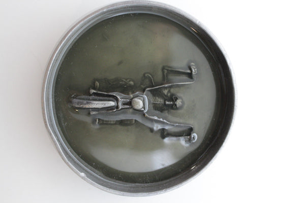 Silver Metal Round Heavy Grey Green Skeleton Rider Motorcycle Bones Belt Buckle Men Accessories