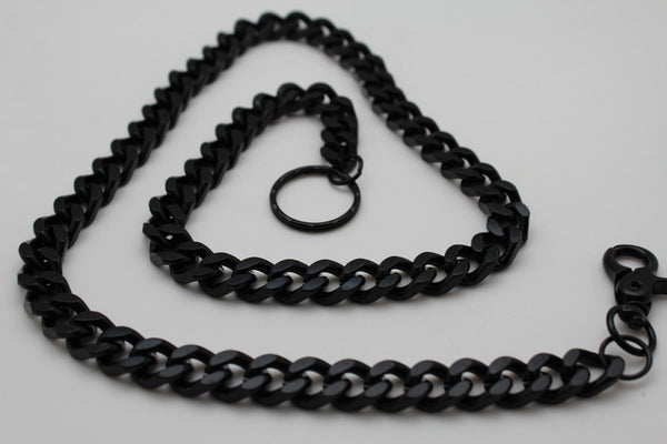 Black  Metal Links Extra Long Wallet Chains ThickKeyChain Jeans Chunky Motorcycle Biker Rock New Men Style - alwaystyle4you - 5