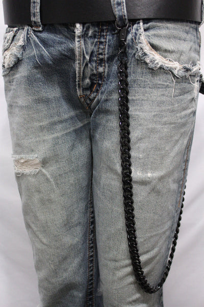 Black Metal Links Extra Long Wallet Chains Thick KeyChain Jeans Chunky Rock Men Accessories