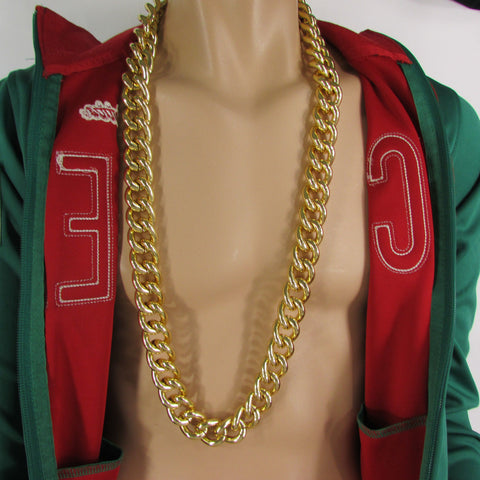 Men Chunky Metal Thick Chains Long Fashion Necklace Gold Hip Hop Gangster Bling
