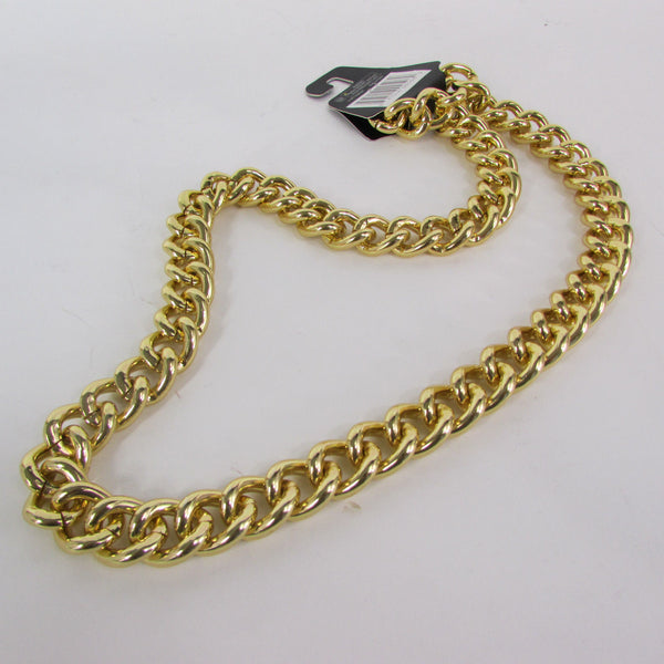 Men Chunky Metal Thick Chains Long Fashion Necklace Gold Hip Hop Gangster Bling