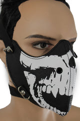 Black White Skull Print Muzzle S&M Rave Goth Face Mask Men Halloween Costume Carnival Accessories