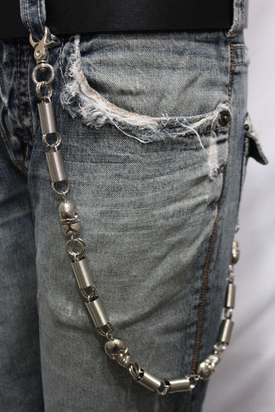Silver Long Wallet Chains Metal KeyChain Spacers Jeans Springs Skulls Charms Rocker Motorcycle Biker New Men Style - alwaystyle4you - 6