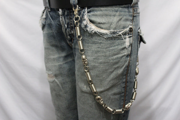 Silver Long Wallet Chains Metal KeyChain Spacers Jeans Springs Skulls Charms New Men Accessories