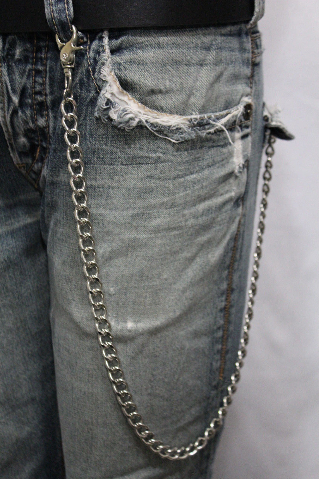Silver Long Wallet Metal Chain Link KeyChain Classic Chunky Basic Jean ...