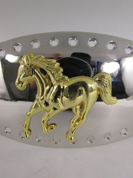 Men Belt Buckle Cowboy Western Fashion Silver Metal Gold Rodeo Horse Square One Size Bling Look