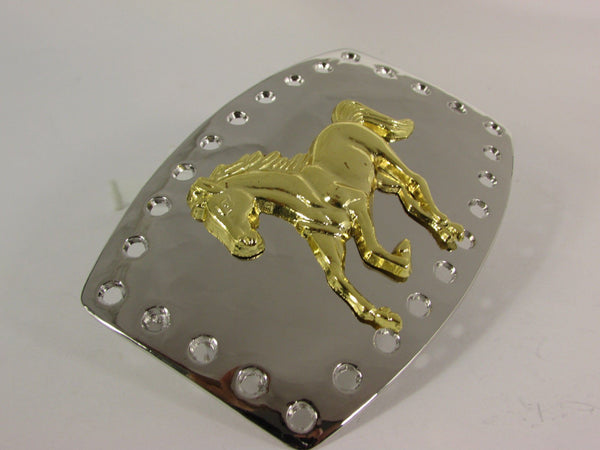 Men Belt Buckle Cowboy Western Fashion Silver Metal Gold Rodeo Horse Square One Size Bling Look