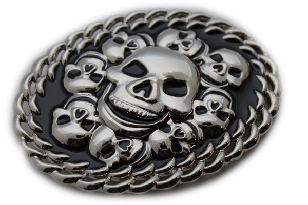 Silver Black Metal Gothic Skulls Skeleton 3D Belt Buckle New Women Men Punk Fashion Accessories