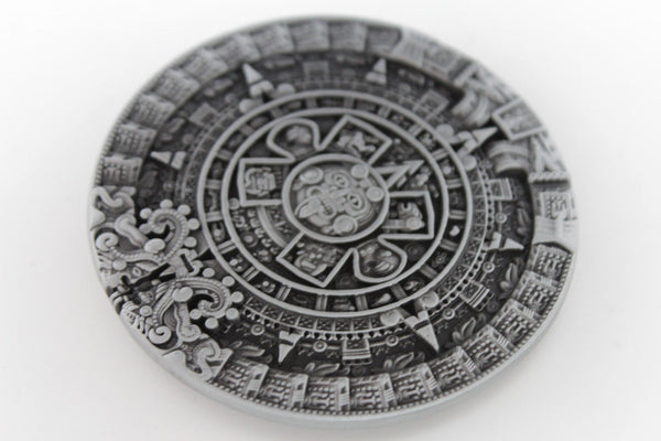 Silver Metal Belt Buckle Antique Aztec Calendar Mayan New Men Women Fashion Accessories