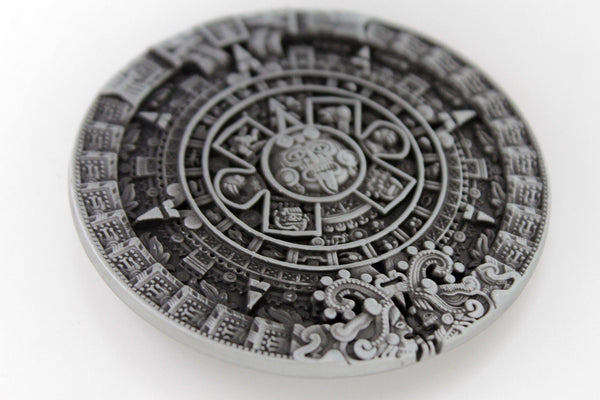 Silver Metal Belt Buckle Antique Aztec Calendar Mayan New Men Women Fashion Accessories