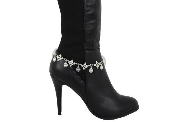 Metal Chain Boot Bracelet Shiny Bling Anklet Happy Charm Rhinestone New Women Accessories