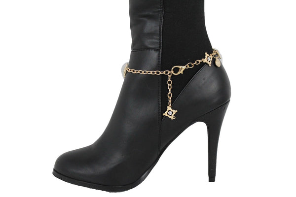 Metal Chain Boot Bracelet Shiny Bling Anklet Happy Charm Rhinestone New Women Accessories