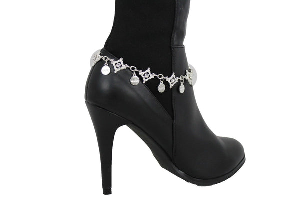 Metal Chain Boot Bracelet Shiny Bling Anklet Happy Charm Rhinestone New Women Accessories