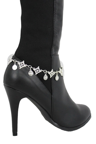 Metal Chain Boot Bracelet Shiny Bling Anklet Happy Charm Rhinestone New Women Accessories