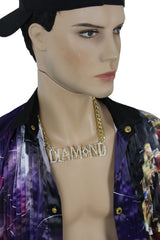 Miami Men Gold Metal Chain Necklace 3D DIAMOND Pendant Gangster Hip Hop