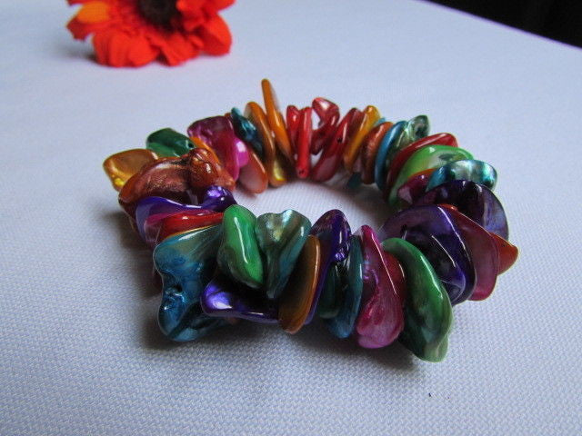 Multi Colors Stone Beads Wide Elastic Bracele Trendy Women Fashion Jewelry Accessories - alwaystyle4you - 2