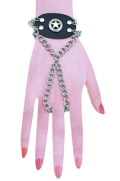 Brand New Women Men Bracelet Silver Metal Hand Chain Texas Lone Star Charm Biker Jewelry